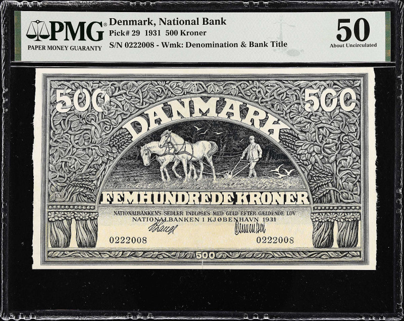 DENMARK. Nationalbanken i Kjobenhavn. 500 Kroner, 1931. P-29. PMG About Uncircul...