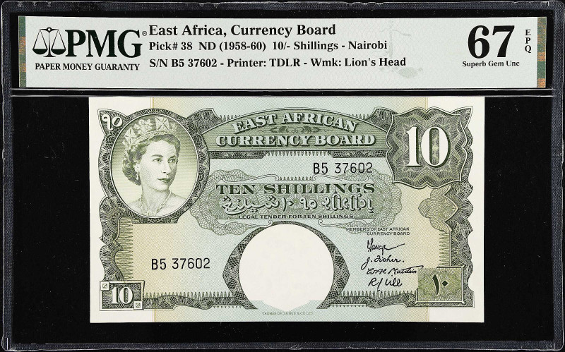 EAST AFRICA. East African Currency Board. 10 Shillings, ND (1958-60). P-38. PMG ...