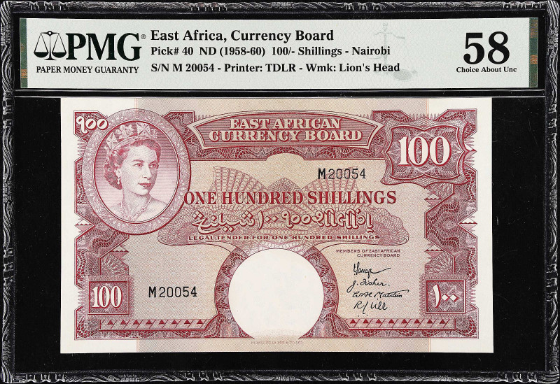 EAST AFRICA. East African Currency Board. 100 Shillings, ND (1958-60). P-40. PMG...