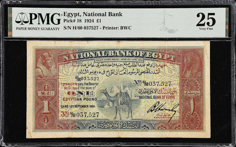 EGYPT. National Bank of Egypt. 1 Pound, 1924. P-18. PMG Very Fine 25.
Printed b...