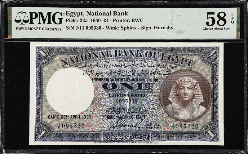 EGYPT. National Bank of Egypt. 1 Egyptian Pound, 1930. P-22a. PMG Choice About U...