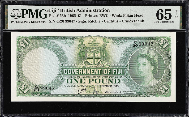 FIJI. Government of Fiji. 1 Pound, 1965. P-53h. PMG Gem Uncirculated 65 EPQ.
Pr...