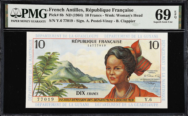 FRENCH ANTILLES. Institut d'Emission des Departements d'Outre-Mer. 10 Francs, ND...