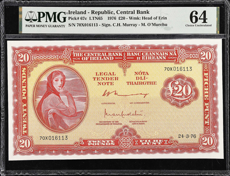 IRELAND, REPUBLIC. Central Bank of Ireland. 20 Pounds, 1976. P-67c. PMG Choice U...