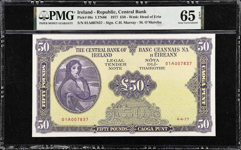 IRELAND, REPUBLIC. Central Bank of Ireland. 50 Pounds, 1977. P-68c. PMG Gem Unci...