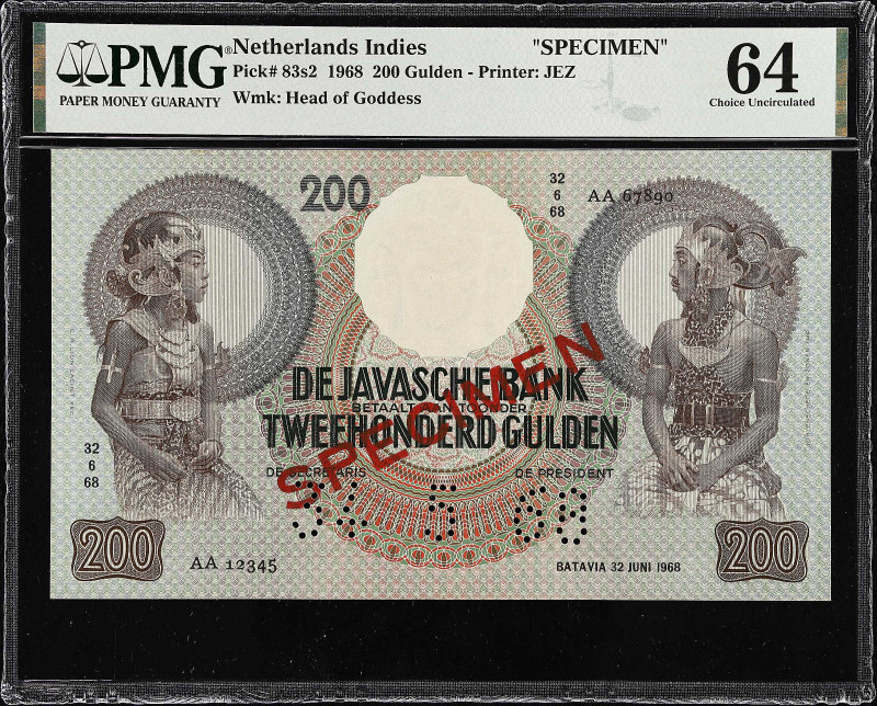 NETHERLANDS INDIES. De Javasche Bank. 200 Gulden, 1968. P-83s2. Specimen. PMG Ch...