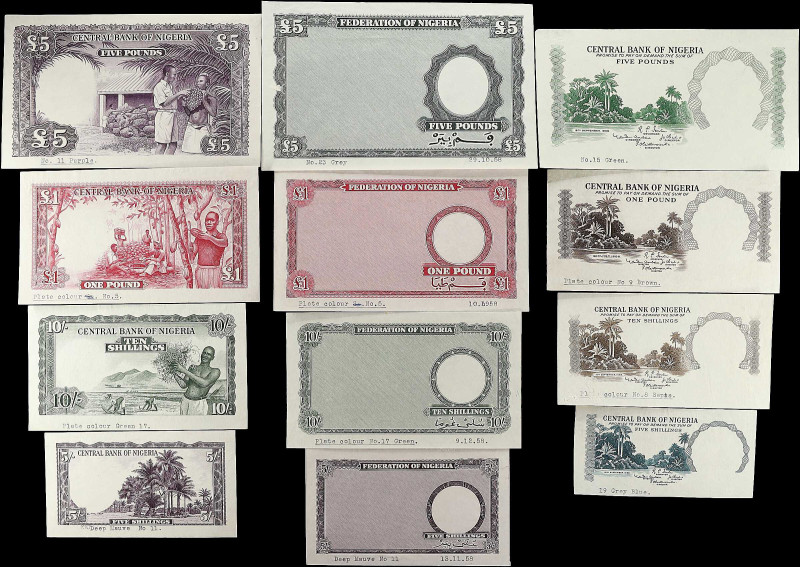 NIGERIA. Lot of (12). Central Bank of Nigeria. 5 Shillings, 10 Shillings, 1 & 5 ...