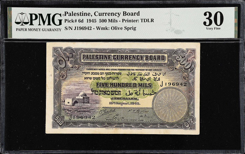 PALESTINE. Palestine Currency Board. 500 Mils, 1945. P-6d. PMG Very Fine 30.
Pr...