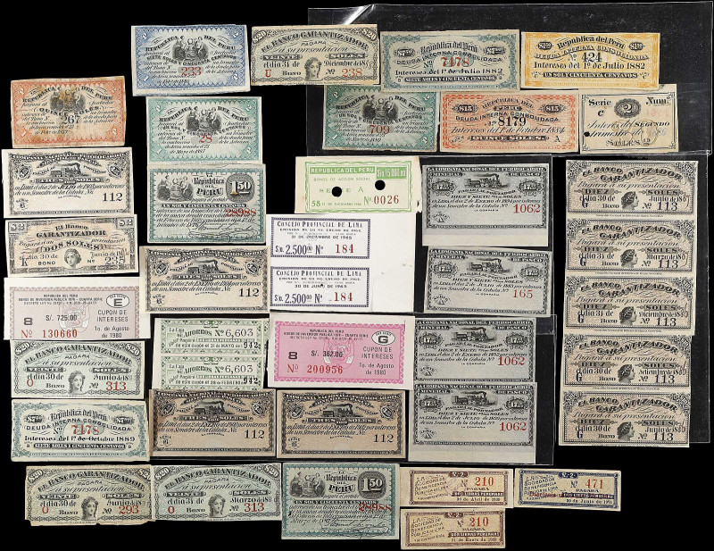 PERU. Lot of (33). Mixed Banks. Mixed Denominations, Mixed Dates. P-Unlisted. Co...