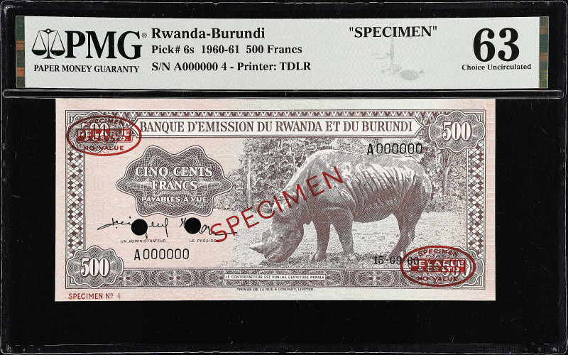 RWANDA-BURUNDI. Banque d'Emission du Rwanda et du Burundi. 500 Francs, 1960. P-6...