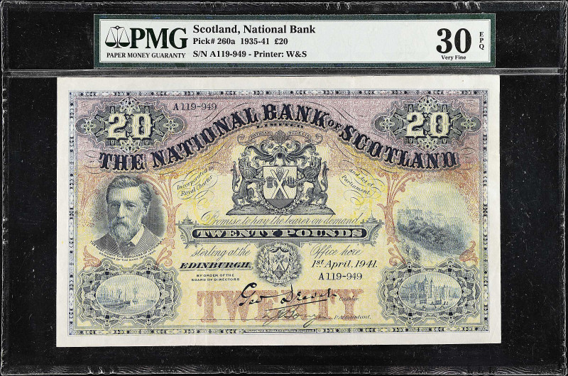 SCOTLAND. National Bank of Scotland. 20 Pounds, 1941. P-260a. PMG Very Fine 30 E...