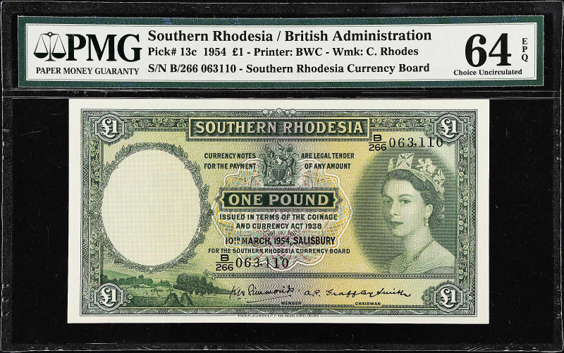 SOUTHERN RHODESIA. Southern Rhodesia Currency Board. 1 Pound, 1954. P-13c. PMG C...