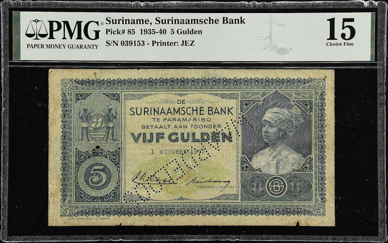 SURINAME. Surinaamsche Bank. 5 Gulden, 1935. P-85. PMG Choice Fine 15.
1.10.193...