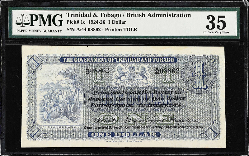 TRINIDAD & TOBAGO. Government of Trinidad & Tobago. 1 Dollar, 1924. P-1c. PMG Ch...