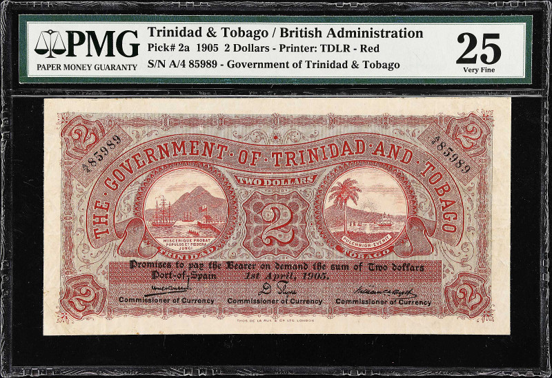 TRINIDAD & TOBAGO. Government of Trinidad & Tobago. 2 Dollars, 1905. P-2a. PMG V...