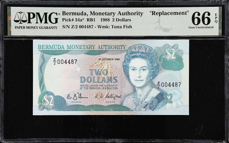 BERMUDA. Lot of (5). Bermuda Monetary Authority. 2, 5, & 10 Dollars, 1988 & 1989...