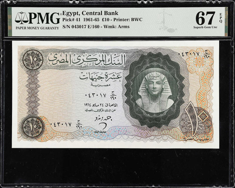 EGYPT. Lot of (2). Central Bank of Egypt. 5 & 10 Pounds, 1961-65. P-40 & 41. PMG...