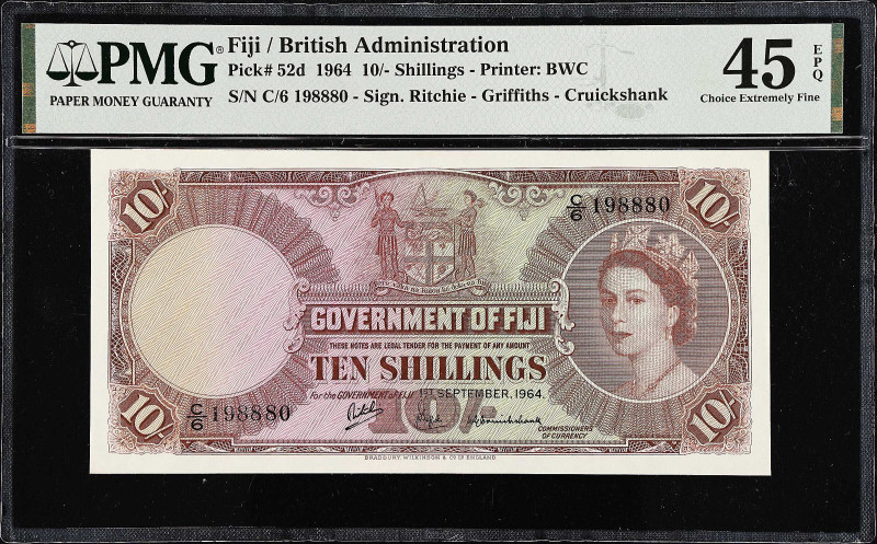 FIJI. Government of Fiji. 10 Shillings, 1964. P-52d. PMG Choice Extremely Fine 4...