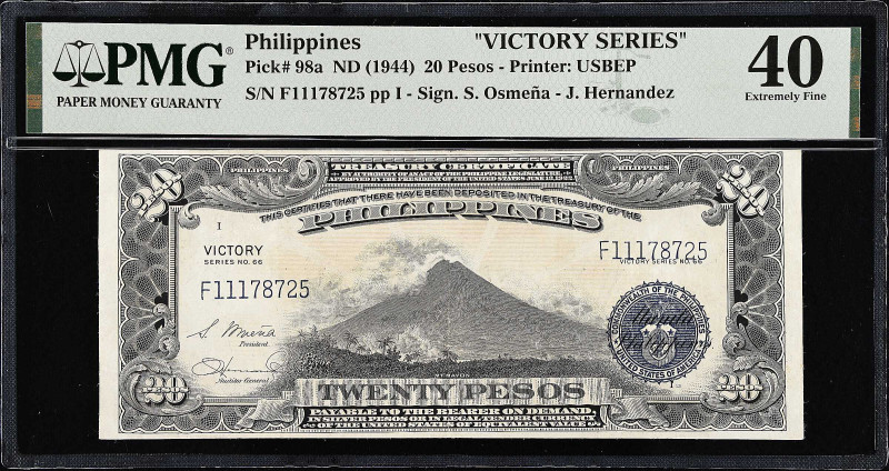 PHILIPPINES. Treasury of the Philippines. 20 Pesos, ND (1944). P-98a. PMG Extrem...