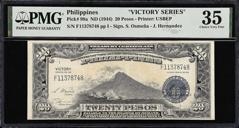 PHILIPPINES. Treasury of the Philippines. 20 Pesos, ND (1944). P-98a. PMG Choice...