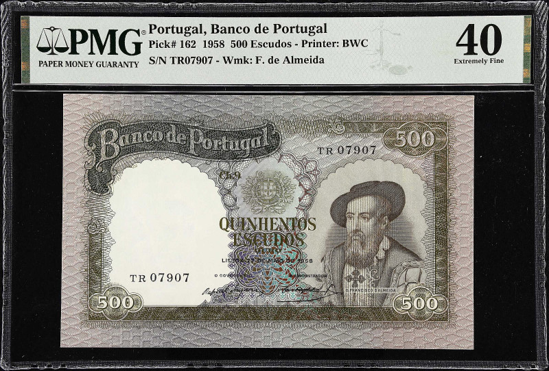 PORTUGAL. Banco de Portugal. 500 Escudos, 1958. P-162. PMG Extremely Fine 40.
P...