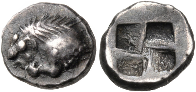 GAUL, Massalia. 495/490-470 BC. Hemiobol (Silver, 9 mm, 0.71 g), Milesian standa...