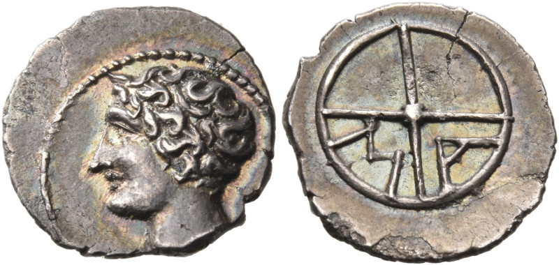 GAUL, Massalia. Circa 121-49 BC. Obol (Silver, 11 mm, 0.72 g, 10 h). Bare head o...