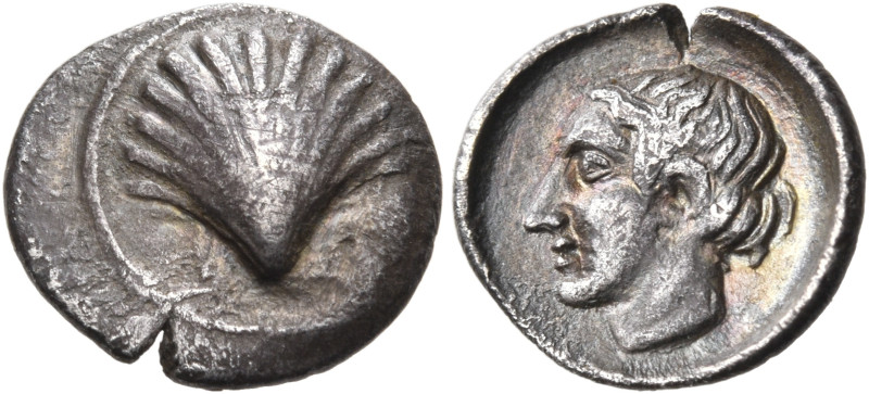 CALABRIA. Tarentum. Circa 470-450 BC. Litra (Silver, 11 mm, 0.66 g, 5 h). Cockle...