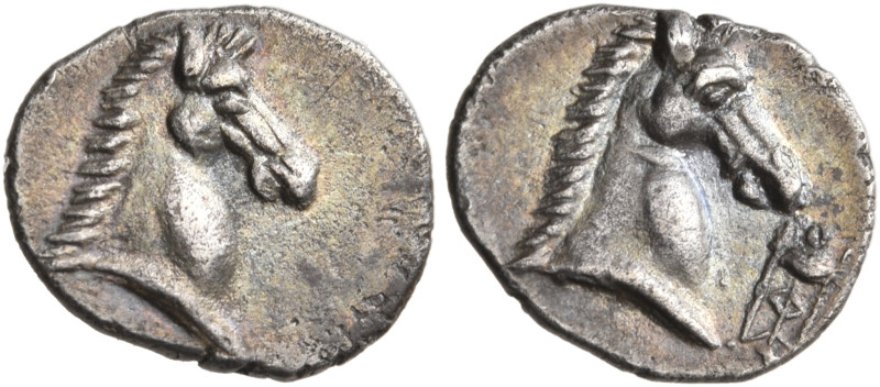 CALABRIA. Tarentum. Circa 325-280 BC. Tritartemorion or 3/4 Obol (Silver, 10 mm,...