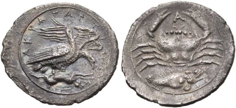 SICILY. Akragas. Circa 410-406 BC. Litra (Silver, 14 mm, 0.77 g, 8 h). ΑΚΡΑΓΑΝΤΙ...