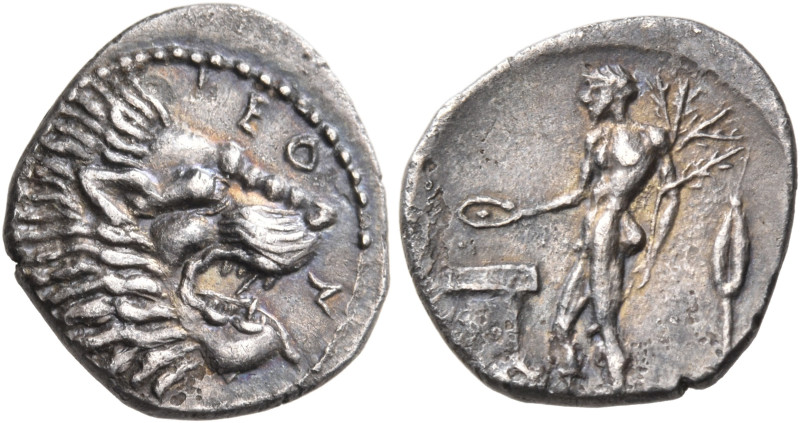 SICILY. Leontinoi. Circa 450-440 BC. Litra (Silver, 12.5 mm, 0.90 g, 9 h). VΕΟ-Ν...