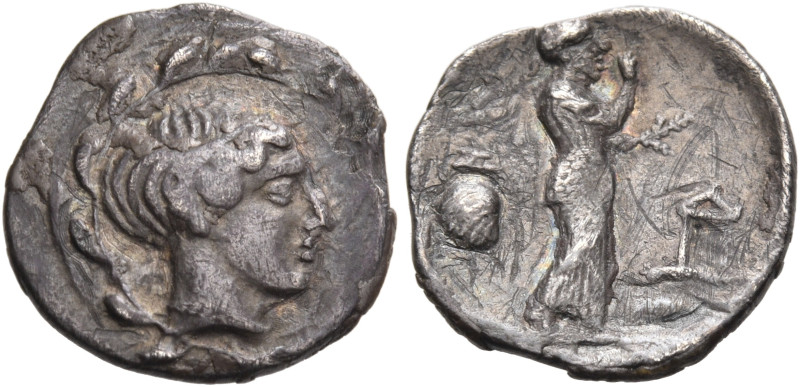 SICILY. Motya. Circa 415/10-405 BC. Litra (Silver, 12.5 mm, 0.63 g, 3 h). Head o...