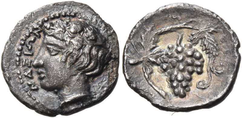 SICILY. Naxos. Circa 415-403 BC. Litra (Silver, 11.5 mm, 0.77 g, 3 h). ΝΑΞΙΩΝ He...