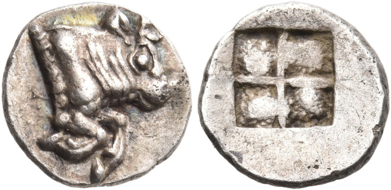 THRACO-MACEDONIAN TRIBES, Orreskioi. Circa 500-480 BC. Obol (Silver, 8 mm, 0.48 ...