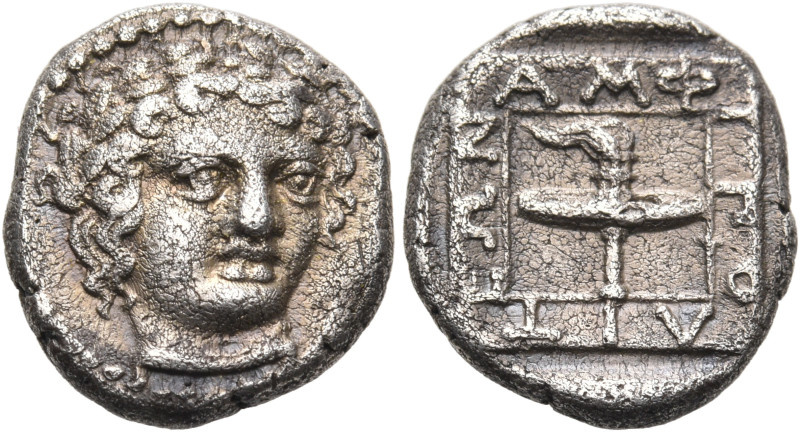 MACEDON. Amphipolis. 370/69 BC. Hemidrachm (Silver, 13 mm, 1.75 g, 12 h). Laurea...