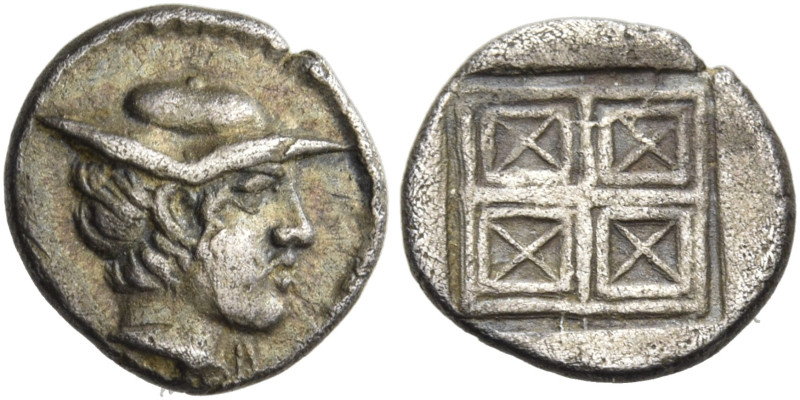 MACEDON. Uncertain mint. Circa 420-390 BC. Hemiobol (Silver, 8 mm, 0.42 g). Head...