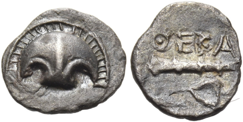 BOEOTIA. Thebes. Circa 440-425 BC. Hemiobol (Silver, 8.5 mm, 0.33 g). Half of a ...