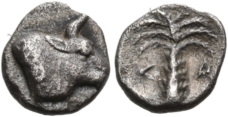 EUBOIA. Karystos. Circa 450-400 BC. Hemiobol (Silver, 7 mm, 0.29 g, 11 h). Bull'...