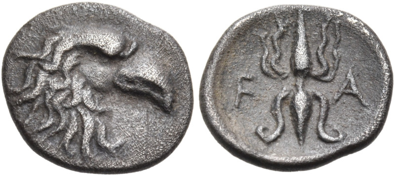 ELIS. Olympia. 95th Olympiad, 400 BC. Hemiobol (Silver, 10 mm, 0.53 g, 6 h). Eag...