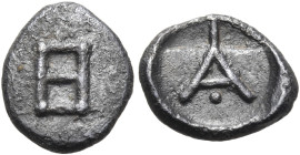 ARGOLIS. Argos. Circa 470/460-440/430 BC. Hemiobol (Silver, 9 mm, 0.41 g, 9 h). Archaic letter heat (a vertical rectangle with a horizontal cross-bar)...