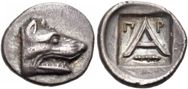 ARGOLIS. Argos. Circa 330-270 BC. Obol (Silver, 11 mm, 0.85 g, 5 h). Head of wol...