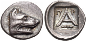 ARGOLIS. Argos. Circa 330-270 BC. Obol (Silver, 11 mm, 0.85 g, 5 h). Head of wolf to right. Rev. Large Α with, above to left and right, Π - Ρ ; below,...
