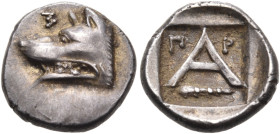 ARGOLIS. Argos. Circa 330-270 BC. Obol (Silver, 10.5 mm, 0.87 g, 12 h). Σ ( retrograde ) Head of wolf to left. Rev. Large Α with, above to left and ri...