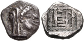 ARKADIA. Heraia. Circa 500-495 BC. Obol (Silver, 10 mm, 1.04 g, 3 h). Head of Hera to right, wearing stephane and with her cloak folded over the back ...