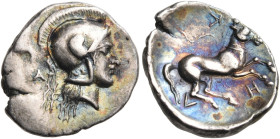 ARKADIA. Kleitor. Circa 370-350 BC. Obol (Silver, 12 mm, 0.95 g, 6 h). Head of Athena to right, wearing a crested Attic helmet with a raised cheek pie...