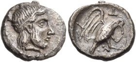 BITHYNIA. Tios. Circa 400 BC. Obol (Silver, 10 mm, 0.68 g, 12 h). Bearded male head to right, wearing a tainia. Rev. Τ-Ι-Η Eagle to right, with spread...