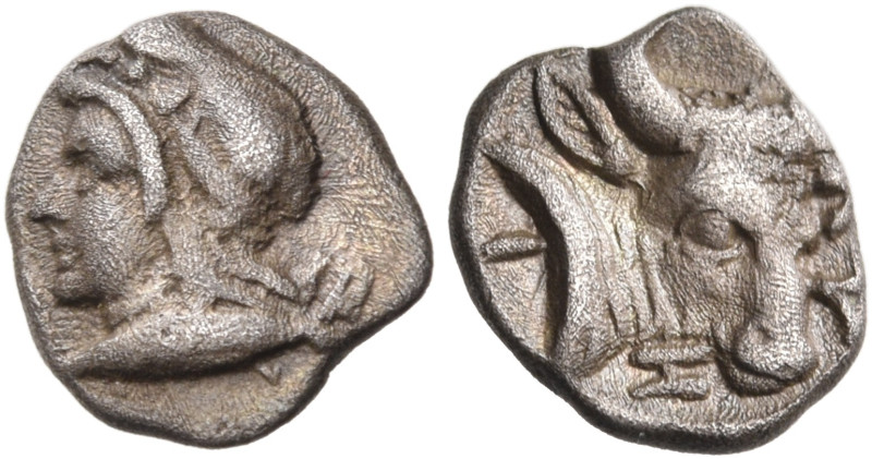 MYSIA. Kyzikos. Circa 400 BC. Hemiobol (Silver, 7.5 mm, 0.36 g, 8 h). Head of At...