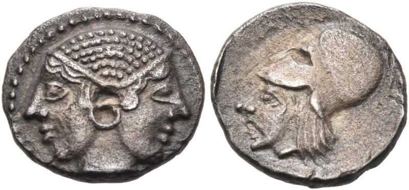 MYSIA. Lampsakos. Circa 500-450 BC. Obol (Silver, 10 mm, 0.79 g, 12 h). Janiform...