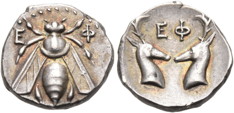 IONIA. Ephesos. Circa 390-325 BC. Diobol (Silver, 10.5 mm, 1.03 g, 1 h). Ε - Φ B...