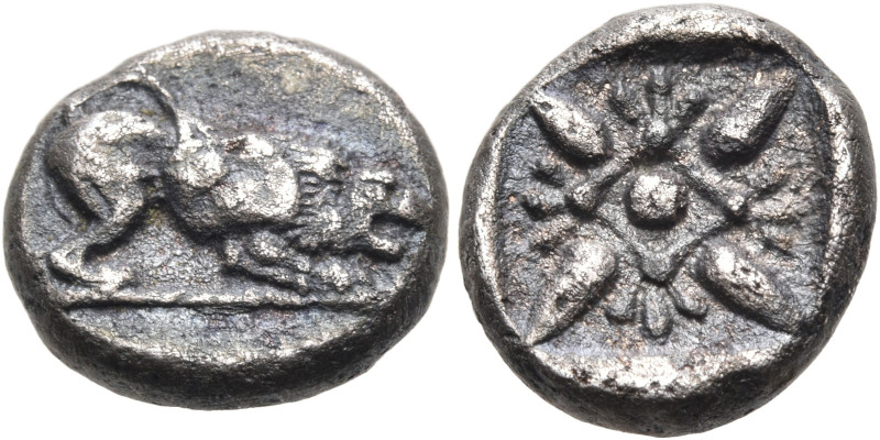 IONIA. Miletos. Mid 5th century BC. Hemidrachm (Silver, 11 mm, 2.03 g). Lion at ...